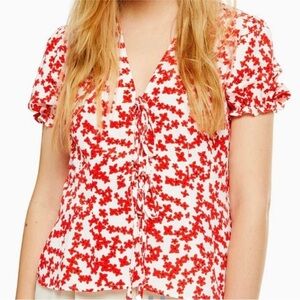 TOPSHOP tie front floral blouse